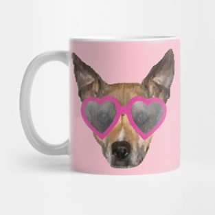 Pitbull with Heart Glasses Mug